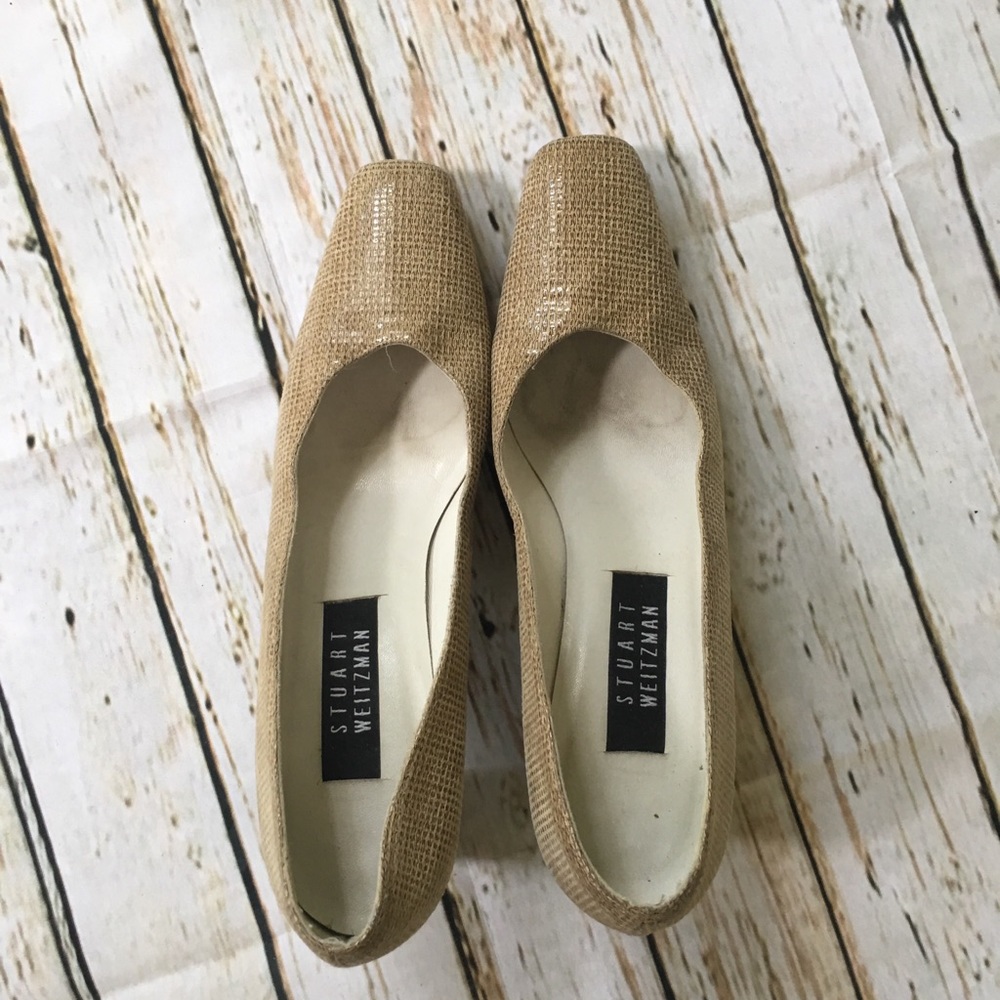 Stuart Weitzman fabric heels beige size 8.5 N